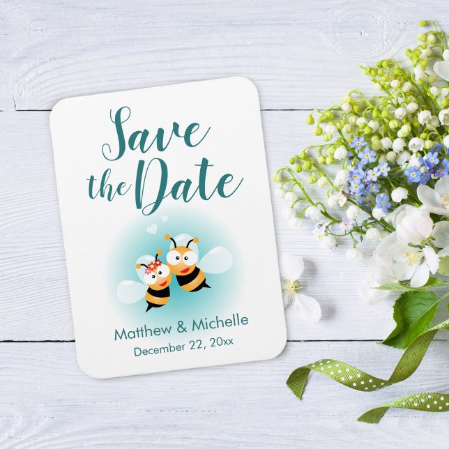 Elegant Meant To Bee Couple Wedding Save The Date Magnet (Creator Uploaded)