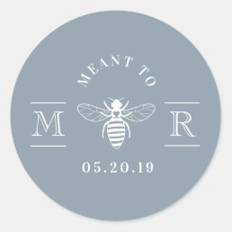Elegant Meant to Bee Honey Wedding Favor Blue Classic Round Sticker