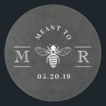 Elegant Meant to Bee Honey Wedding Favor Chalk Classic Round Sticker<br><div class="desc">Custom-designed honey wedding favor sticker featuring classic and elegant "Meant to Bee" design on chalkboard background. Personalize with bride and grooms' initials/ monogram and wedding date. Perfect on wedding envelopes,  favor bags,  honey jars,  and more!</div>