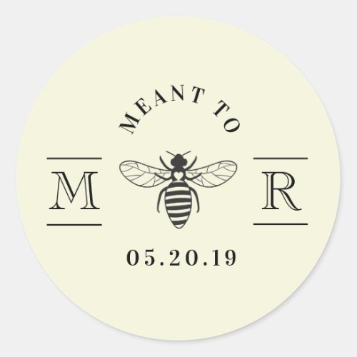 Elegant Meant to Bee Honey Wedding Favor Classic Round Sticker