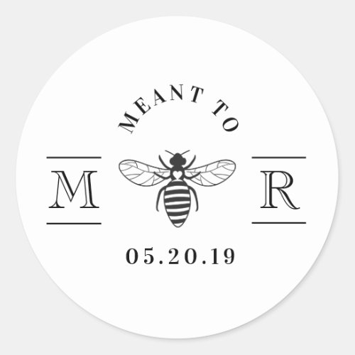 Elegant Meant to Bee Honey Wedding Favor Classic Round Sticker