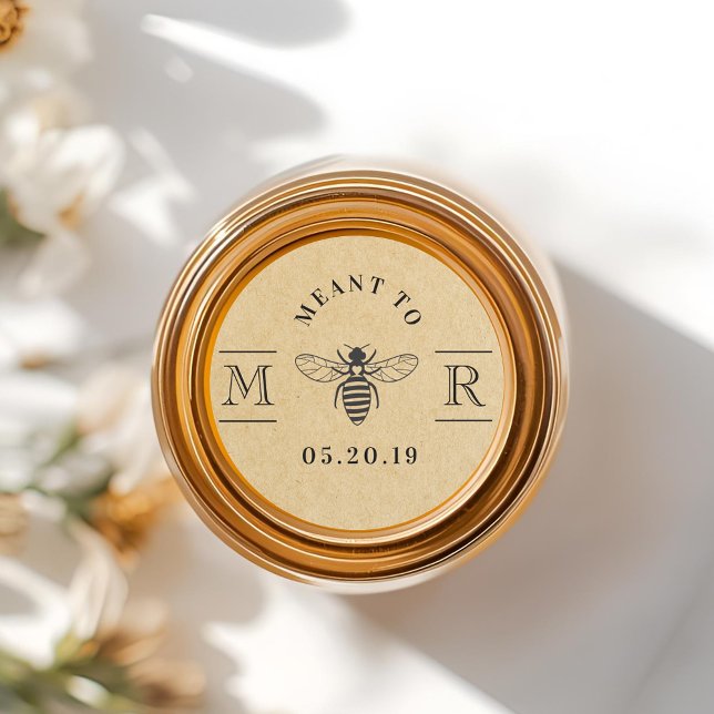 Elegant Meant to Bee Honey Wedding Favor Kraft Classic Round Sticker (Creator Uploaded)