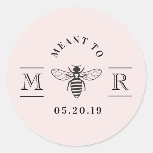 Elegant Meant to Bee Honey Wedding Favor Pink Classic Round Sticker