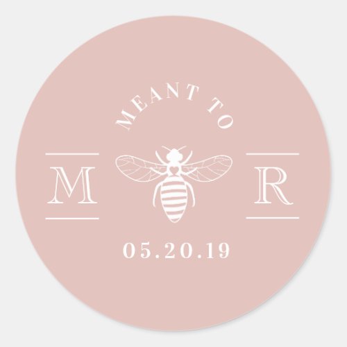 Elegant Meant to Bee Honey Wedding Favor Pink Classic Round Sticker