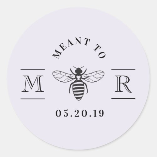 Elegant Meant to Bee Honey Wedding Favor Purple Classic Round Sticker
