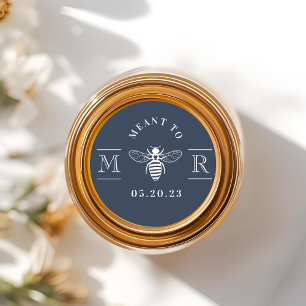 Elegant Meant to Bee Wedding Favor Navy Blue Classic Round Sticker