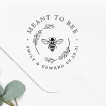 Elegant Meant to Bee Wedding Favor Rubber Stamp<br><div class="desc">Custom-designed honey wedding favor stamp featuring modern rustic botanical wreath and honey bee design. Personalize with bride and groom's name and wedding date. Perfect for adding a touch of style to honey jar wedding favor/gift packagings,  save the date envelopes,  and more!</div>