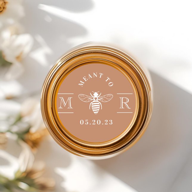 Elegant Meant to Bee Wedding Favor Terracotta Classic Round Sticker (Creator Uploaded)
