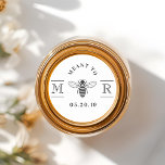 Elegant Meant to Bee Wedding Honey Jar Favor Classic Round Sticker<br><div class="desc">Custom-designed honey wedding favor sticker featuring classic and elegant "Meant to Bee" design. Personalize with bride and grooms' initials/ monogram and wedding date. Perfect on wedding envelopes,  favor bags,  honey jars,  and more!</div>