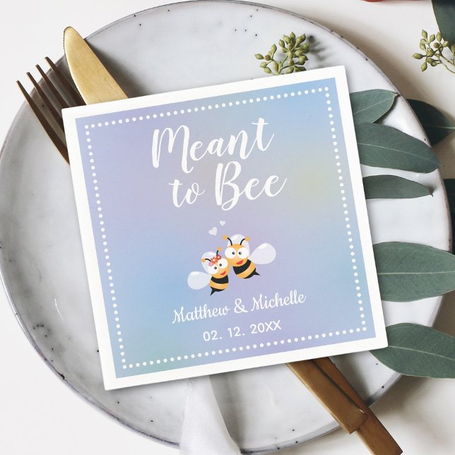Elegant Meant To Bee Whimsical Cute Wedding Party Napkins (Creator Uploaded)