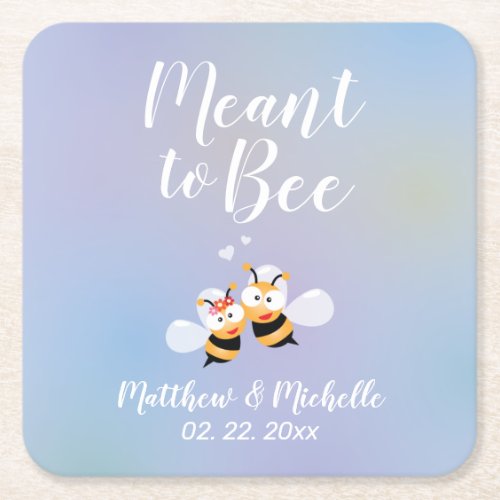 Elegant Meant To Bee Whimsical Cute Wedding Party Square Paper Coaster