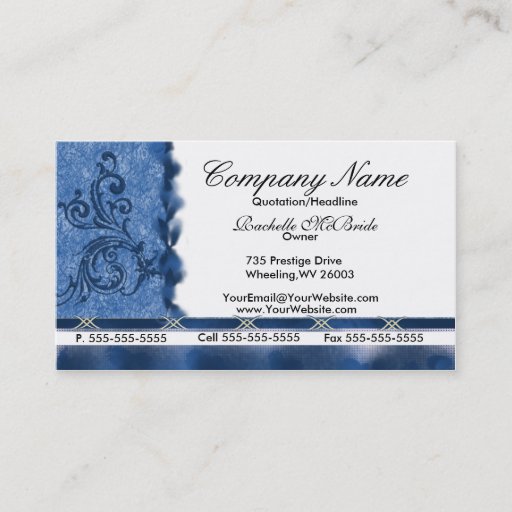 Customizable Elegant Med Blue Embroidery Business Cards