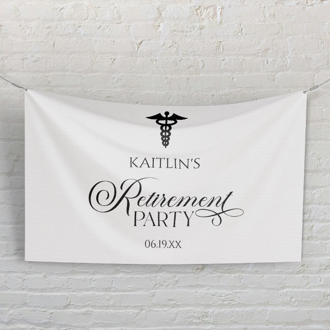 Elegant Medical Caduceus Retirement Party Banner (Creator Uploaded)