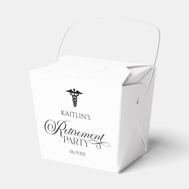 Elegant Medical Caduceus Retirement Party Favor Boxes (Front Side)