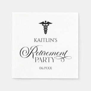 Elegant Medical Caduceus Retirement Party Napkins