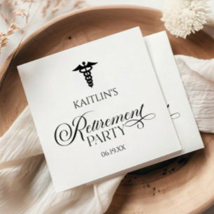 Elegant Medical Caduceus Retirement Party Napkins