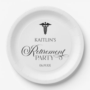 Elegant Medical Caduceus Retirement Party Paper Plates
