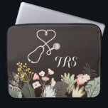 Elegant Medical Doctor or Nurse Floral Monogram Laptop Sleeve<br><div class="desc">Lovely bouquet of flowers  accented by a stethoscope shaped like a heart. Nurses,  doctors and medical professionals will love this computer sleeve. Monogram with initials or title. Stylish and elegant is perfect for those working in the medical and healthcare  industry.</div>