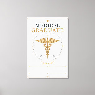 Elegant Medical Graduate 2026 Caduceus Canvas Print