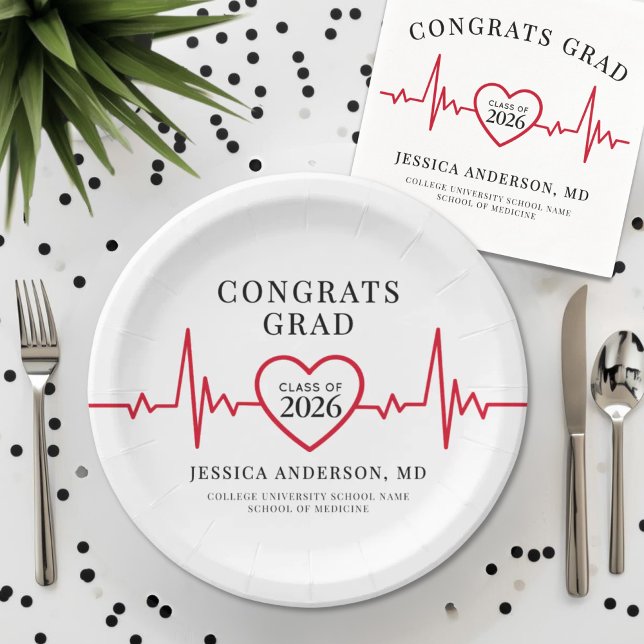 Elegant Medical Graduation Party Paper Plates (Elegant Medical Graduation Party Paper Plates)