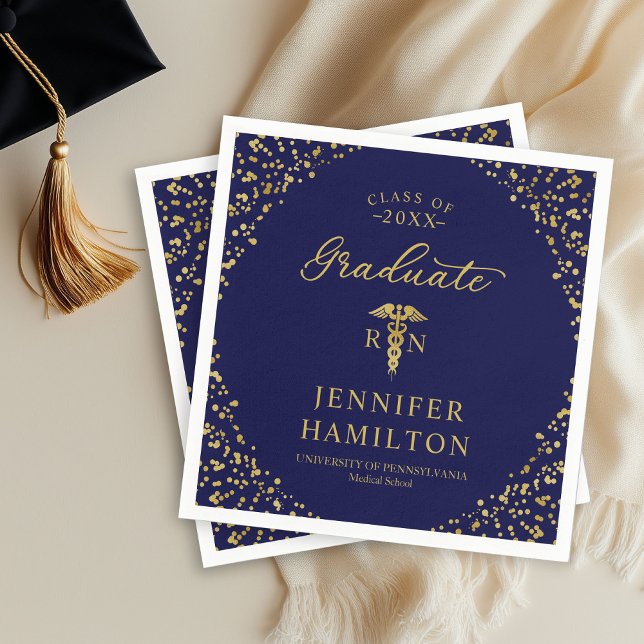 Elegant Medical Nursing School Graduation Blue Napkins (Creator Uploaded)