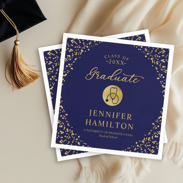 Elegant Medical Nursing School Graduation Blue Napkins (Creator Uploaded)