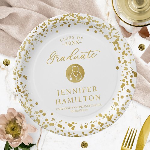 Elegant Medical Nursing School Graduation White Paper Plates