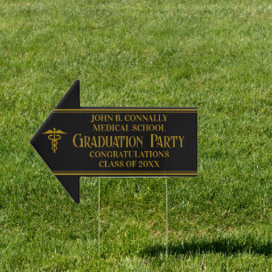 Elegant Medical School Graduation Party Arrow Yard Sign