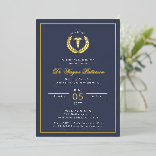 Elegant Medical School Graduation Party Foil Invitation