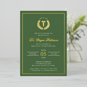 Elegant Medical School Graduation Party Foil Invitation