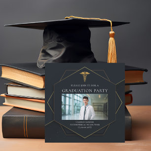 Elegant Medical School Photo Graduation Party Invitation