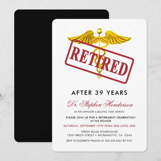Elegant Medical Staff Retirement Invitation (Front/Back)
