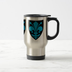 Elegant medieval Fleur De Lis in blue Travel Mug