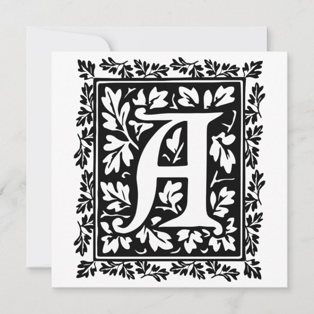 Elegant Medieval Illuminated Manuscript Letter A Invitation (Front)