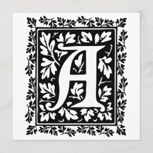 Elegant Medieval Illuminated Manuscript Letter A Invitation