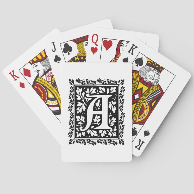 Elegant Medieval Illuminated Manuscript Letter A Poker Cards (Back)