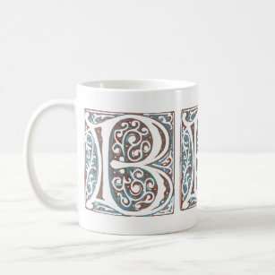 Elegant Medieval Letter B Antique Monogram Coffee Mug