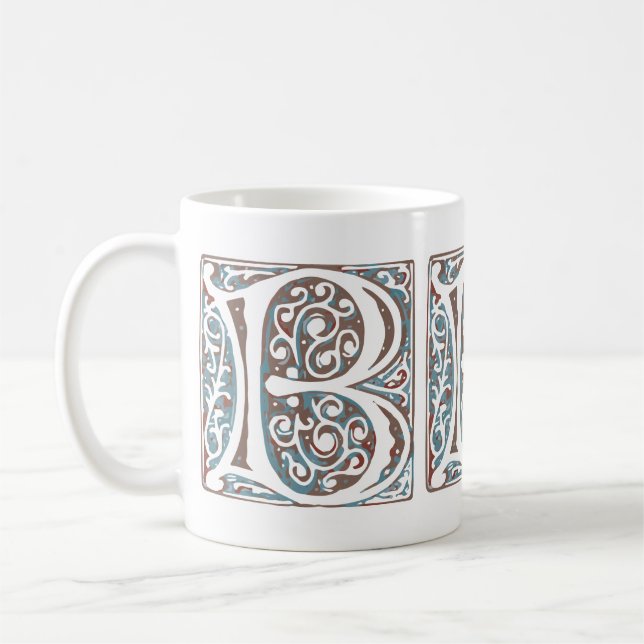 Elegant Medieval Letter B Antique Monogram Coffee Mug (Left)