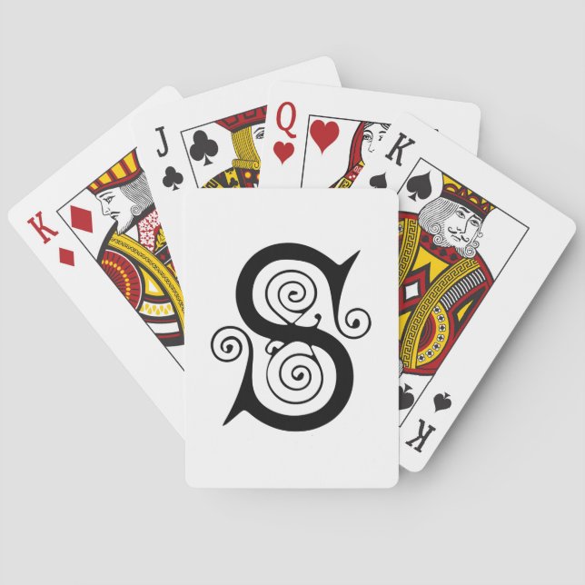 Elegant Medieval Letter S Antique Monogram Poker Cards (Back)
