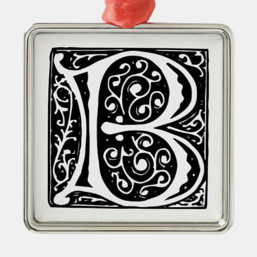 Elegant Medieval Renaissance Letter B Monogram Metal Ornament