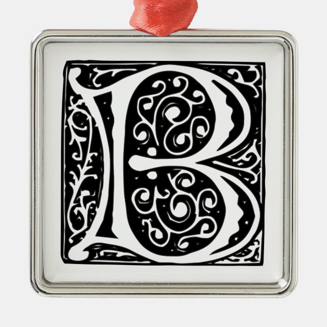 Elegant Medieval Renaissance Letter B Monogram Metal Ornament (Front)