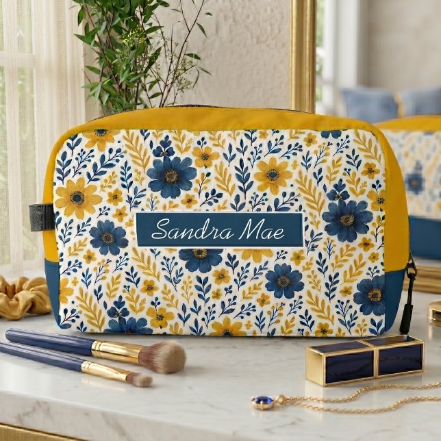 Elegant Mediterranean Floral Art Toiletry Bag (Creator Uploaded)