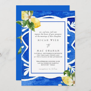 Elegant Mediterranean Floral & Lemon II Wedding Invitation