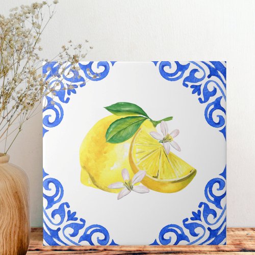 Elegant Mediterranean Italian Lemon Ceramic Tile