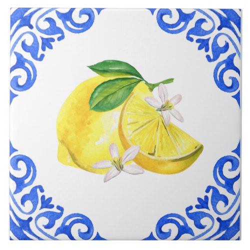 Elegant Mediterranean Italian Lemon Ceramic Tile