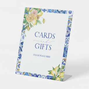 Elegant Mediterranean Lemon Bridal Shower Gift Pedestal Sign