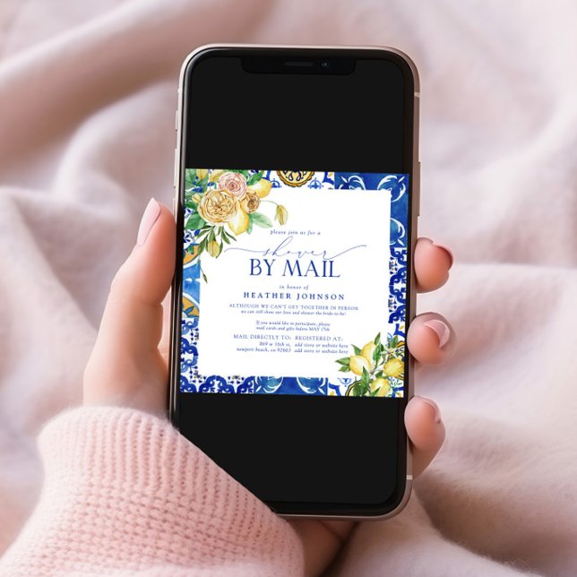 Elegant Mediterranean Lemon Bridal Shower Mail Invitation (Creator Uploaded)