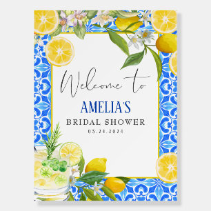 Elegant Mediterranean Lemon Bridal Shower Welcome Foam Board