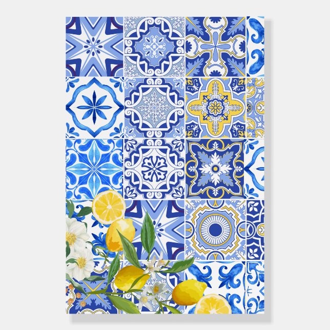 Elegant Mediterranean Lemon Bridal Shower Welcome  Foam Board (Back)