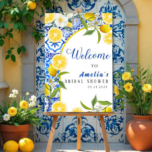 Elegant Mediterranean Lemon Bridal Shower Welcome Foam Board